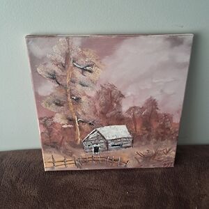 Bob Ross Inspired Hand Painted Canvas Oil Paint Landscape Woods